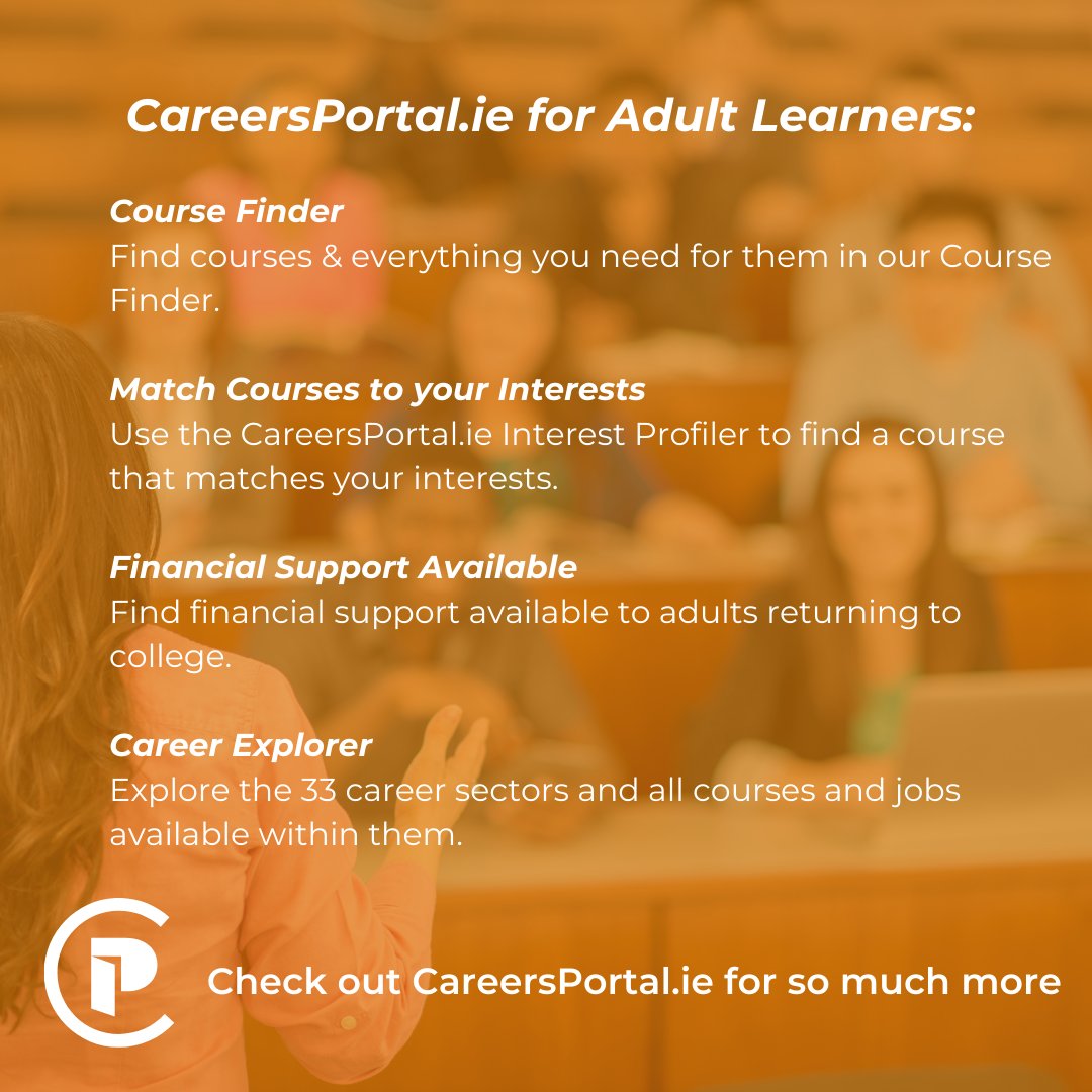 👨‍🎓👩‍🎓 Adult Learners, find courses and financial supports to help you return to education, on Careers Portal. 🎓 Explore all here 🔗 ow.ly/NAKR50R8gyh
