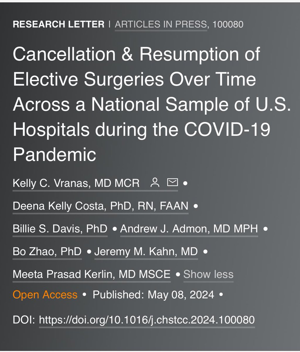 🤔 Can you believe it was 4y ago that hospitals 🛑ed elective surgeries? Bc of COVID 🦠 right? @vranas_kelly, @DeenaKCosta, et al❓ if community COVID activity tracked w cancellations… Your guess? 🤓 Read chestcc.org/article/S2949-… in #journal_CHESTCritCare for their findings!