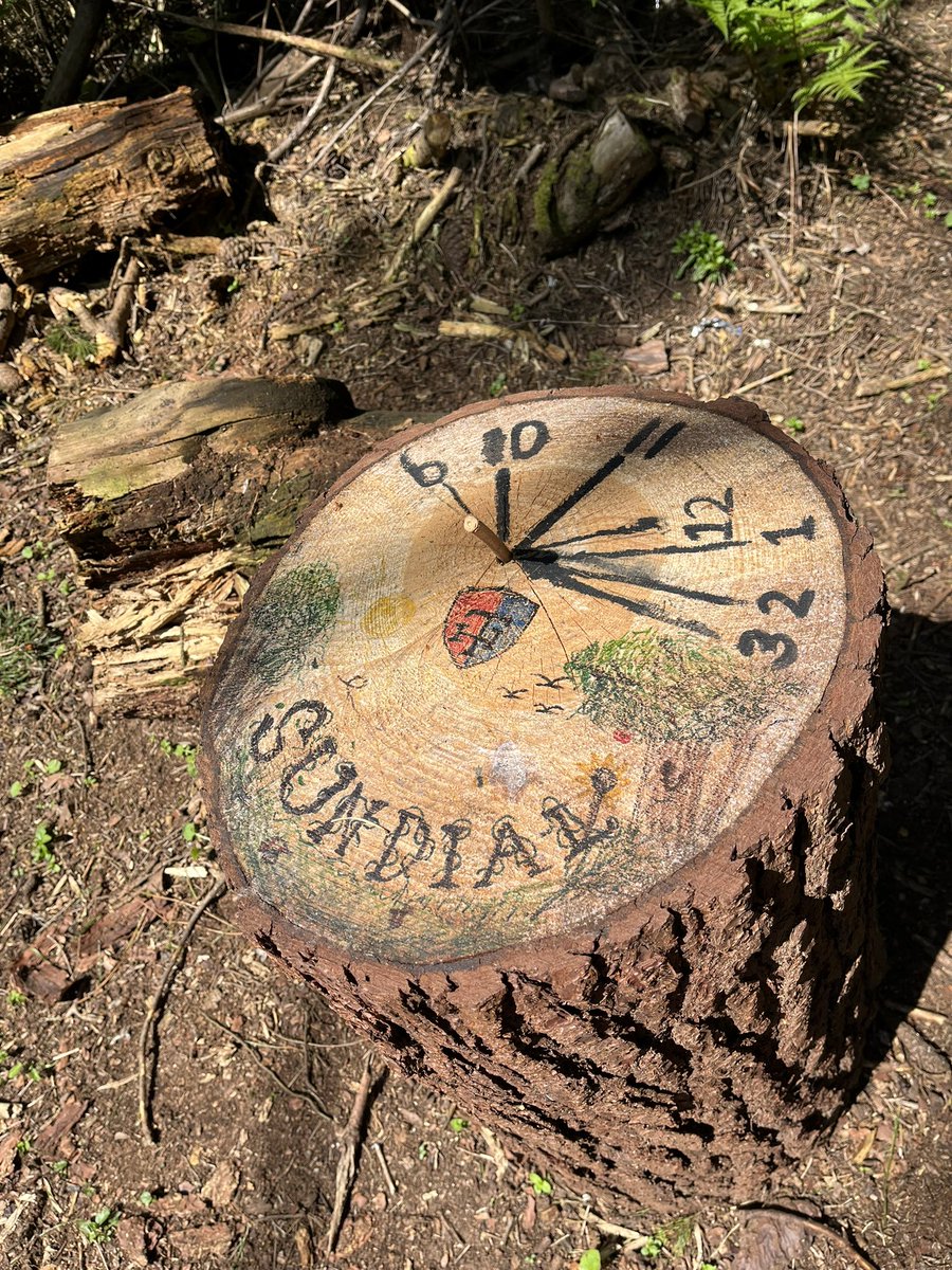 The wonderful sundial made by year 5 showing the time off beautifully in the sun today. <a href="/TalbotHeathSch/">Talbot Heath School</a>
