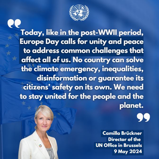Happy #EuropeDay! We echo UN Brussels Director @Camillabruckner ‘s message on this important day, and appreciate the European Union's commitment to multilateralism to address the triple planetary crisis of climate change, nature loss and pollution.