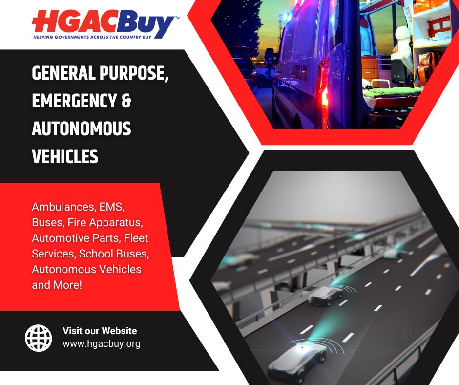Ready for action! Explore HGACBuy's competitively solicited Contract# FS12-23 for General Purpose Emergency & Autonomous Vehicles. Get the vehicles you need with the efficiency and reliability you trust. #HGACBuy #EmergencyVehicles #AutonomousVehicles #Procurement