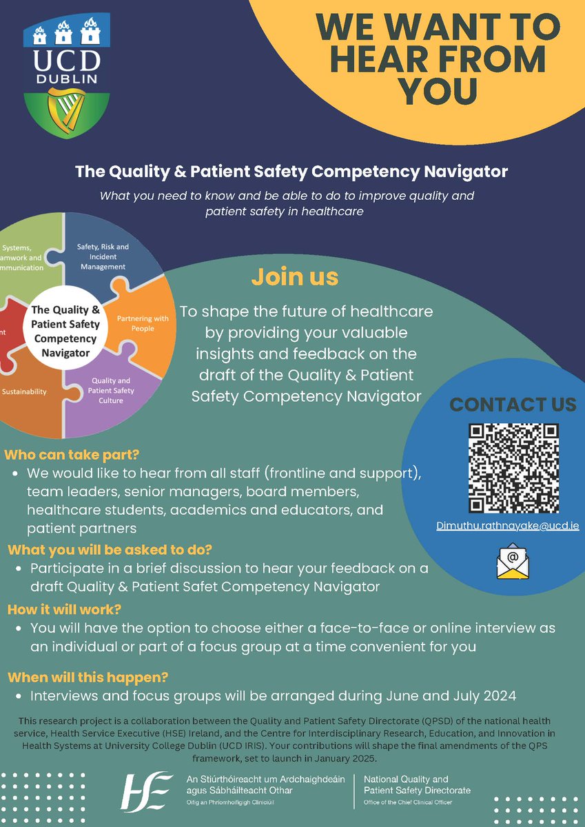 An invitation to nurses and midwives to become involved in testing the QPS Competency Framework Navigator. Have you 45 mins to help us test this draft Quality and Patient Safety Competency Navigator? eu.surveymonkey.com/r/8TQJ6CV @GSGerShaw @mapflynn @aoife_db @NationalQPS