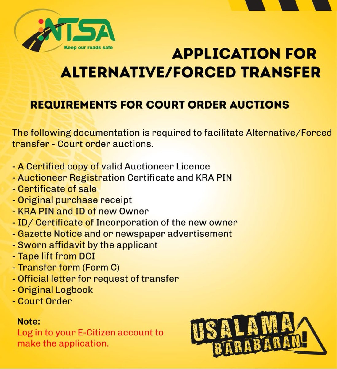 Process of Application for Alternative/Forced Transfer; Court Order Auctions.<a href="/ntsa_kenya/">NTSA KENYA</a>