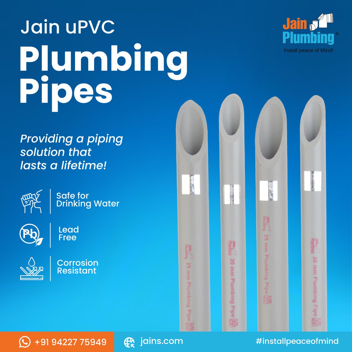💪 Dive into the future of plumbing perfection with Jain Plumbing’s uPVC Plumbing Pipes! 🚰✨ Engineered for drinking water systems, our pipes redefine reliability and durability, ensuring lead-free peace of mind. 
#jainplumbing #leadfree #durable