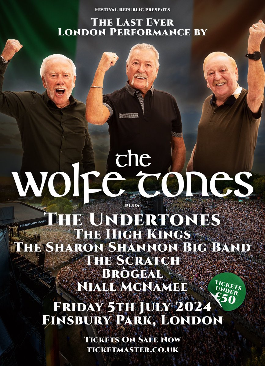 Two new incredible names added to the biggest celebration of Irish music in the UK this summer ☀️ Joining the @thewolfetones this July is @TheHighKings and @NiallMcNamee 🇮🇪 Don’t miss out, secure your tickets now! Link in our bio