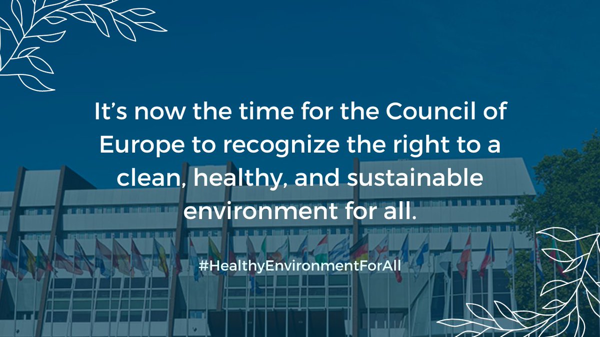 A healthy environment is a prerequisite for the realization of all #HumanRights. 🌿🌍 ⚠️ That is why it's critical that @coe Member States explicitly protect the right to a #HealthyEnvironmentForAll within the European Convention of Human Rights. @SpainCoE #DíaDeEuropa