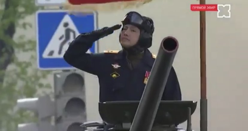 RussianEmbussy's tweet photo. Colonel Azatbek Omurbekov, commander of the 64th Separate Guards Motor Rifle Brigade, standing proudly in his position in the parade at Khabarovsk today.

The unit was promoted to Guards for it's brave actions at Bucha, faced by a formidable enemy battallion of 458 civilians https://t.co/WLY5a3InL7