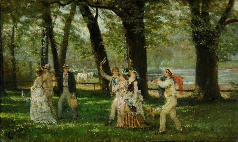 Whoop! It's an #onlineartexchange #celebration for @NationalGallery's bicentenary 🥳 #BG200 Hats off! 🖌The Picnic Party 👨‍🎨Albert Ludovici (1852–1932) 🖼Sheffield Museums