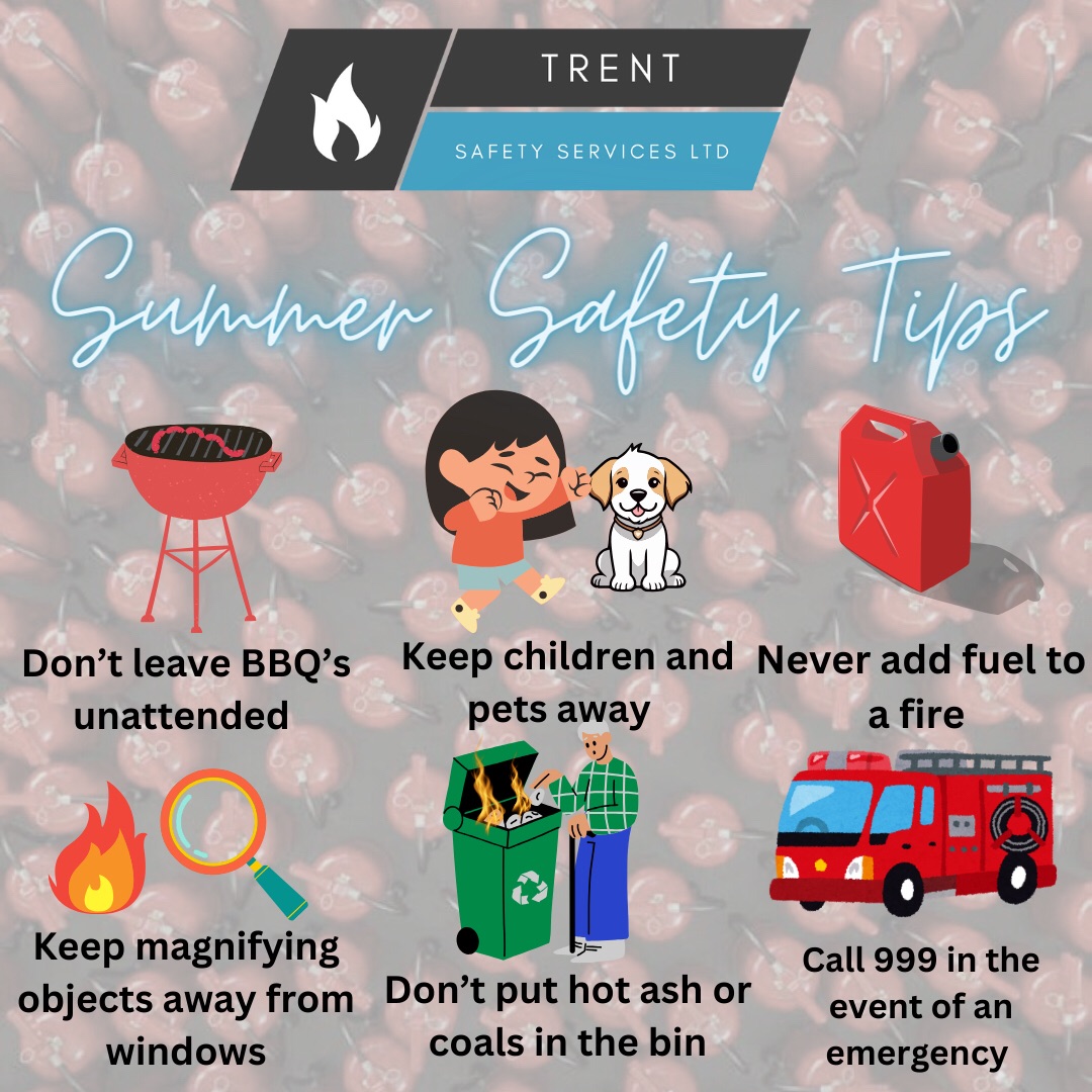 Summer Safety Tips 
☀️🔥🧯🚨
#trentsafety #firesafety #summersafety #tips #bbqsafety