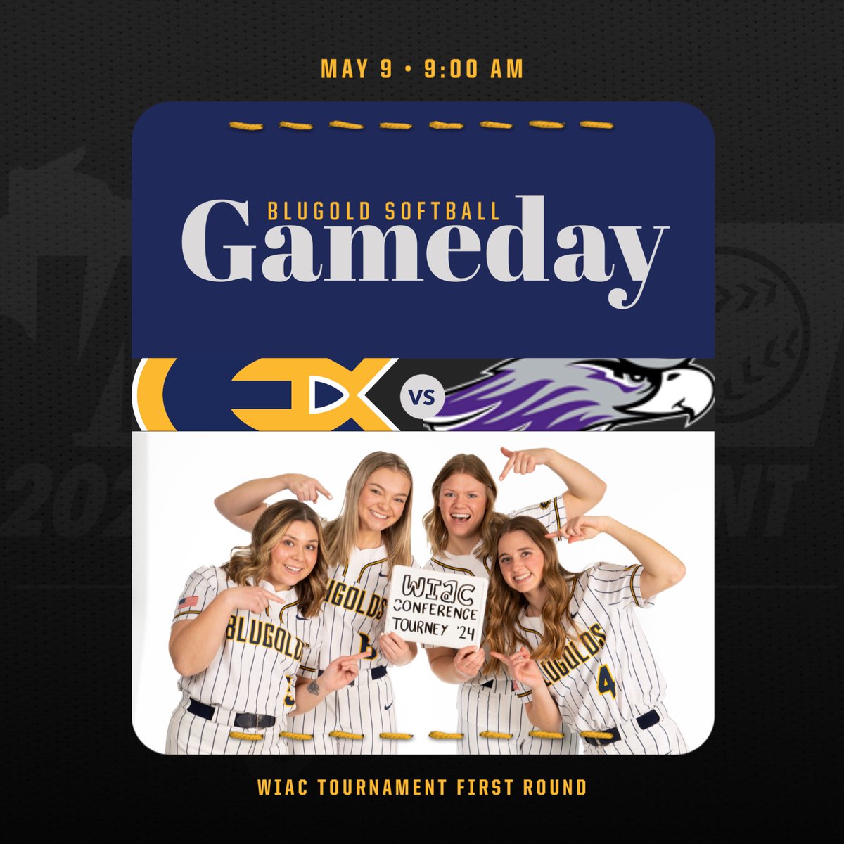 RISE AND SHINE, IT'S TOURNEY TIME! ☀️ We begin @wiacsports tournament play with a first round matchup with the Warhawks! First pitch is set for 9am! #BeHeroic #RollGolds