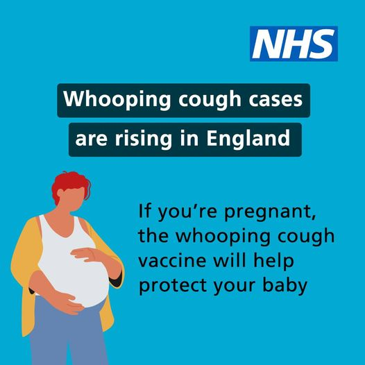 The @UKHSA report today that #WhoopingCough cases continue to rise across England. If you are pregnant, it's important to get the whooping cough vaccine to protect your newborn baby, as they are at greatest risk. Find out more - nhs.uk/.../keeping-we…