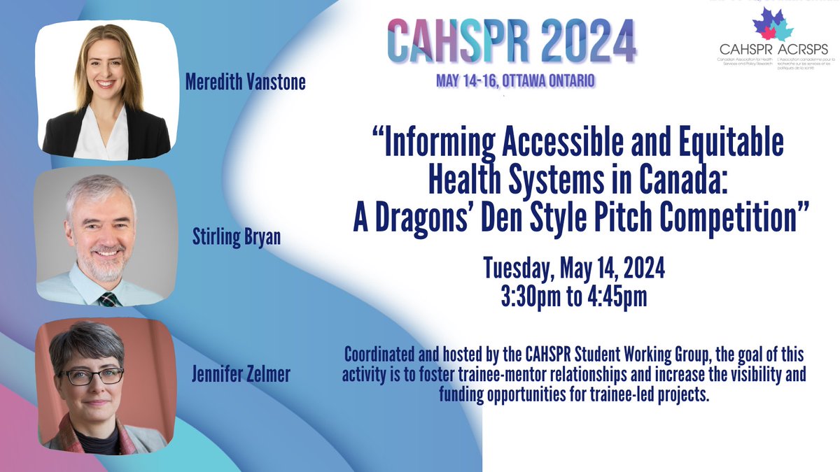 CAHSPR (@cahspr) on Twitter photo Everyone loves a great Dragons' Den Competition, and we've got one for you! Join the <a href="/CAHSPRSWG/">CAHSPR Student Working Group</a> and their experts at #CAHSPR24 to hear the ideas our HSPR trainees have for trainee led projects - it will definitely be an exciting session! Everyone loves a great Dragons' Den Competition, and we've got one for you! Join the <a href="/CAHSPRSWG/">CAHSPR Student Working Group</a> and their experts at #CAHSPR24 to hear the ideas our HSPR trainees have for trainee led projects - it will definitely be an exciting session!