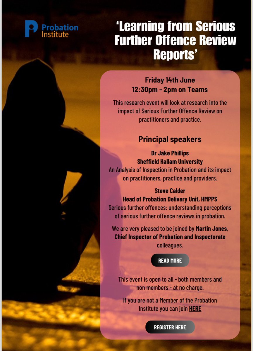The next <a href="/ProbInstitute/">Probation Institute</a> Research Event will take place online on Friday 14 June, from 12:30-14:00. 

It’s open to both members and non-members, so please do join us!