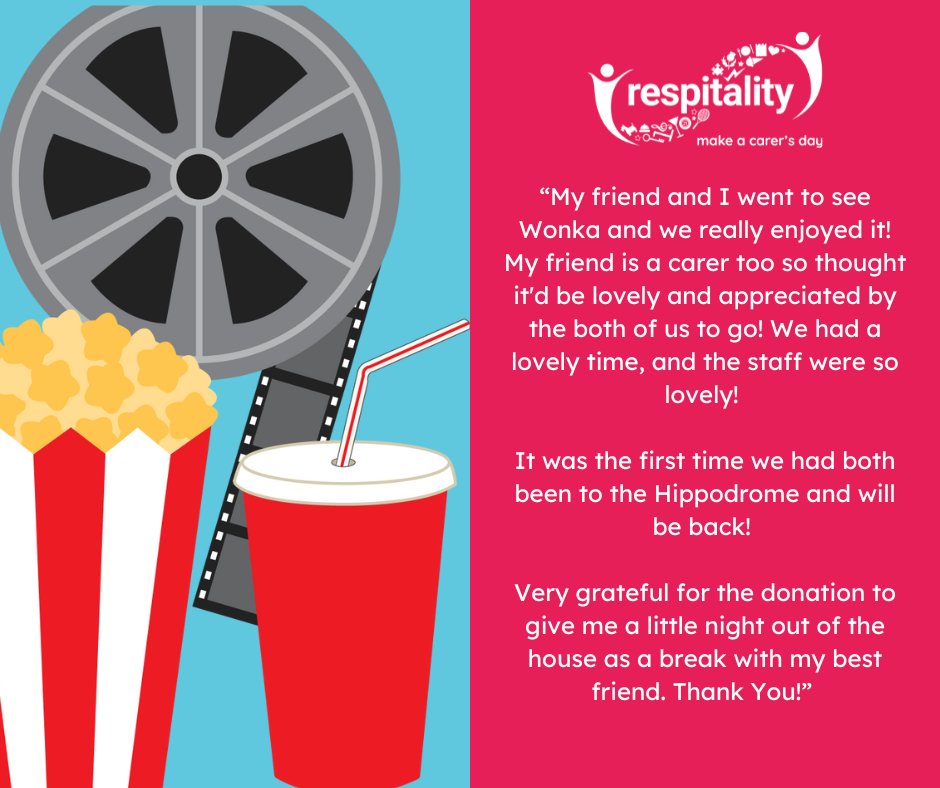 Respitality's tweet photo. Thanks to @HippodromeFilm in Boness donating an incredible 10 tickets for each screening, @CentralCarers have supported carers in Falkirk and Clackmannanshire to make fantastic memories with their families and friends #makeacarersday @CarerBreaks https://t.co/bxtXdrVfnu