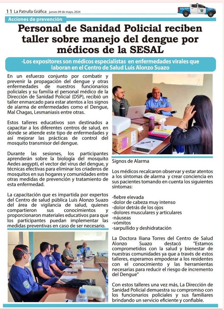 👮🏻Fortalecimiento institucional A través de un taller impartido por la SESAL 👩🏻‍⚕️🏥 a personal médico de Sanidad Policial, nos invita estar alerta ante un nuevo brote de Dengue 🦟 @hegusave @GobiernoHN @Canal8_hn @Dgvmn_sesal
