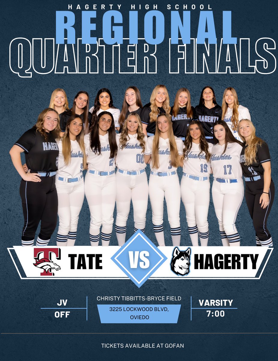 Regional Quarter Finals Tonight! Come out and support your Hagerty Huskies! Hagerty VS Tate 🕓 7:00 📍Hagerty High School @HagertySports @SBLiveFL