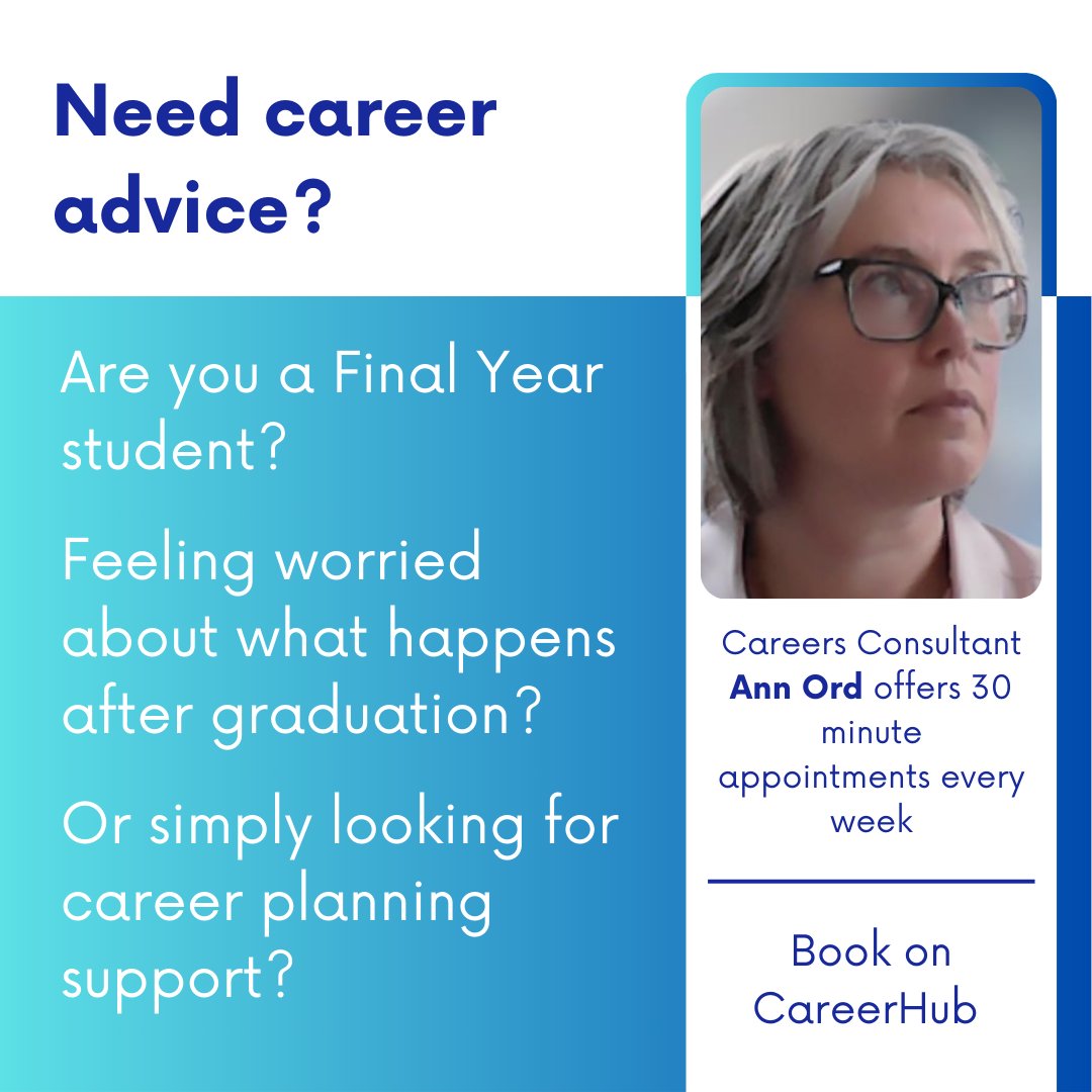 Wondering what to do after graduation?

Careers Consultant Ann Ord offers weekly appointments, where you can talk through career plans, thoughts and worries.

Open to all LiFTS students, not just final years.

tinyurl.com/343rv8bb

#careerplanning #graduatejobs #essexstudent