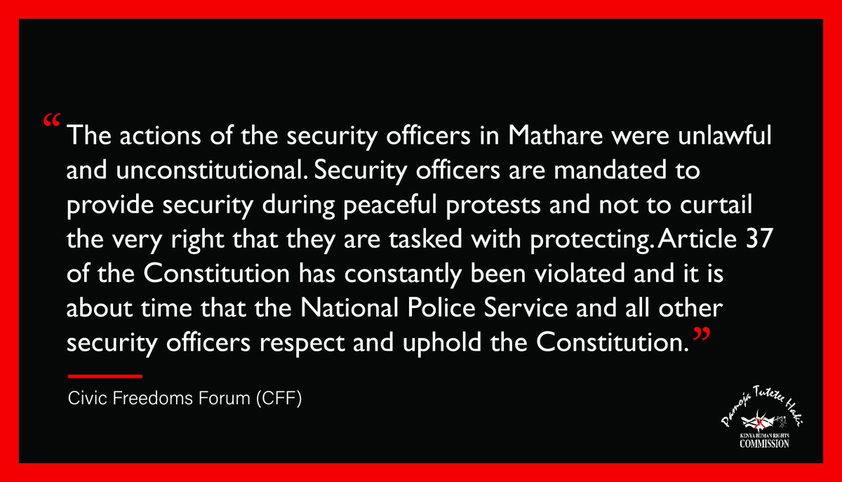#Statement Security officers are mandated to provide security during peaceful protests. The National Police Service and all security officers MUST uphold the Constitution, not suppress it! #HoldThemAccountable #freetoprotest