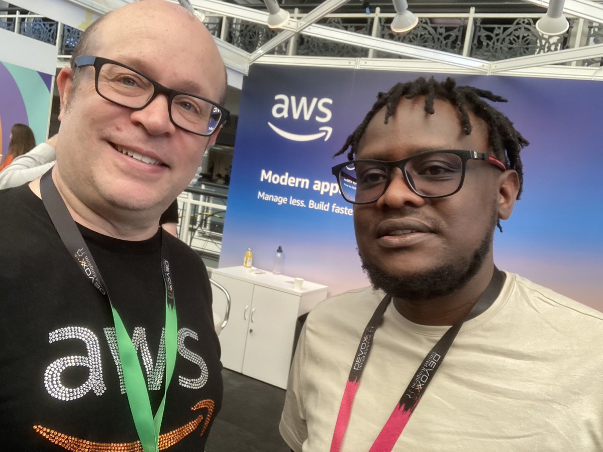 Hanging out at Devoxx UK. Come say hello at the AWS booth, we have cool stuff and I’ve been talking to developers about Amazon Q Developer. If you want to find out more,  pop on by.