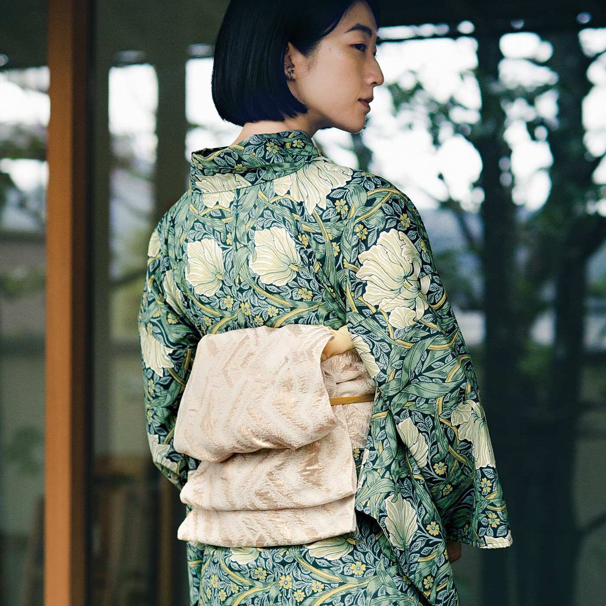 フェリシモ　浴衣　ウィリアムモリス el:ment 英国ボタニカルデザインの世界を愉（たの）しむ さらり