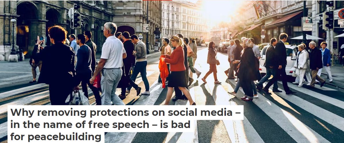 ‘Online platforms focus more attention on what divides rather than unites’ - @PaulJReilly writes for @ConversationUK on why removing protections on social media - in the name of free speech - is bad for peacebuilding. More: theconversation.com/why-removing-p…