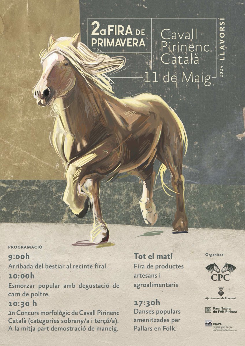 🌟Recorda, dissabte a Llavorsí, 2a Fira de primavera del Cavall Pirinenc Català! Un esdeveniment ple d'activitats, concursos, tallers i productes artesanals. Una experiència imperdible! Aquí us deixem el programa. 🐎🌼#CavallPirinenc #PallarsSobirà #vallsdelaltpirineu