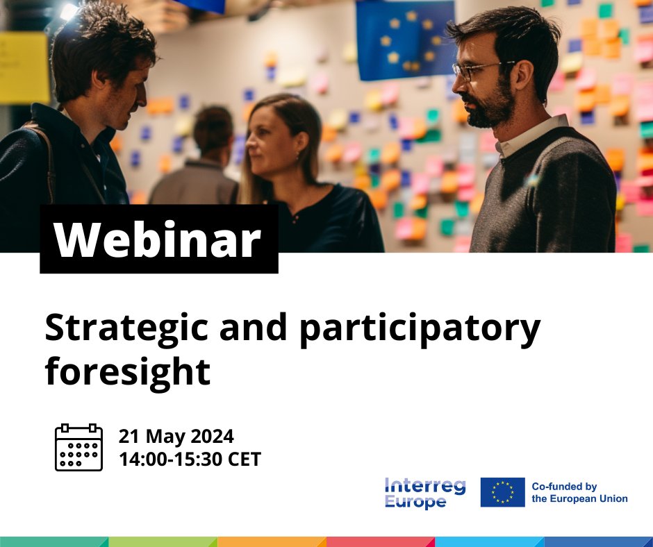 📅 Join us on 21 May and explore the transformative potential of participatory foresight in tackling societal challenges, drawing insights from Interreg Europe's good practices. 🌟 Register: bit.ly/4dkEhwx