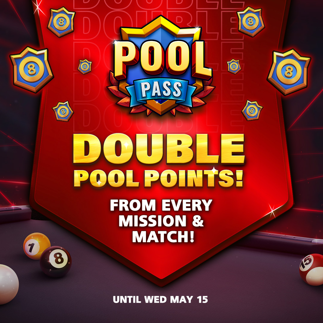 DOUBLE #PoolPoints from all Missions & Matches! 🎁 ✨ Now’s the time to finish your #HeistGetaway #PoolPass & escape with every reward! 💰 🗓️ Available until Wed May 15 #8BallPool