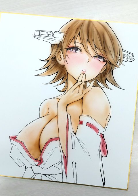 比叡ちゃんの色紙を描いてます～
司令ぇ～、ちゅーしちゃいます?
みたいな感じをイメージ('∀`) 