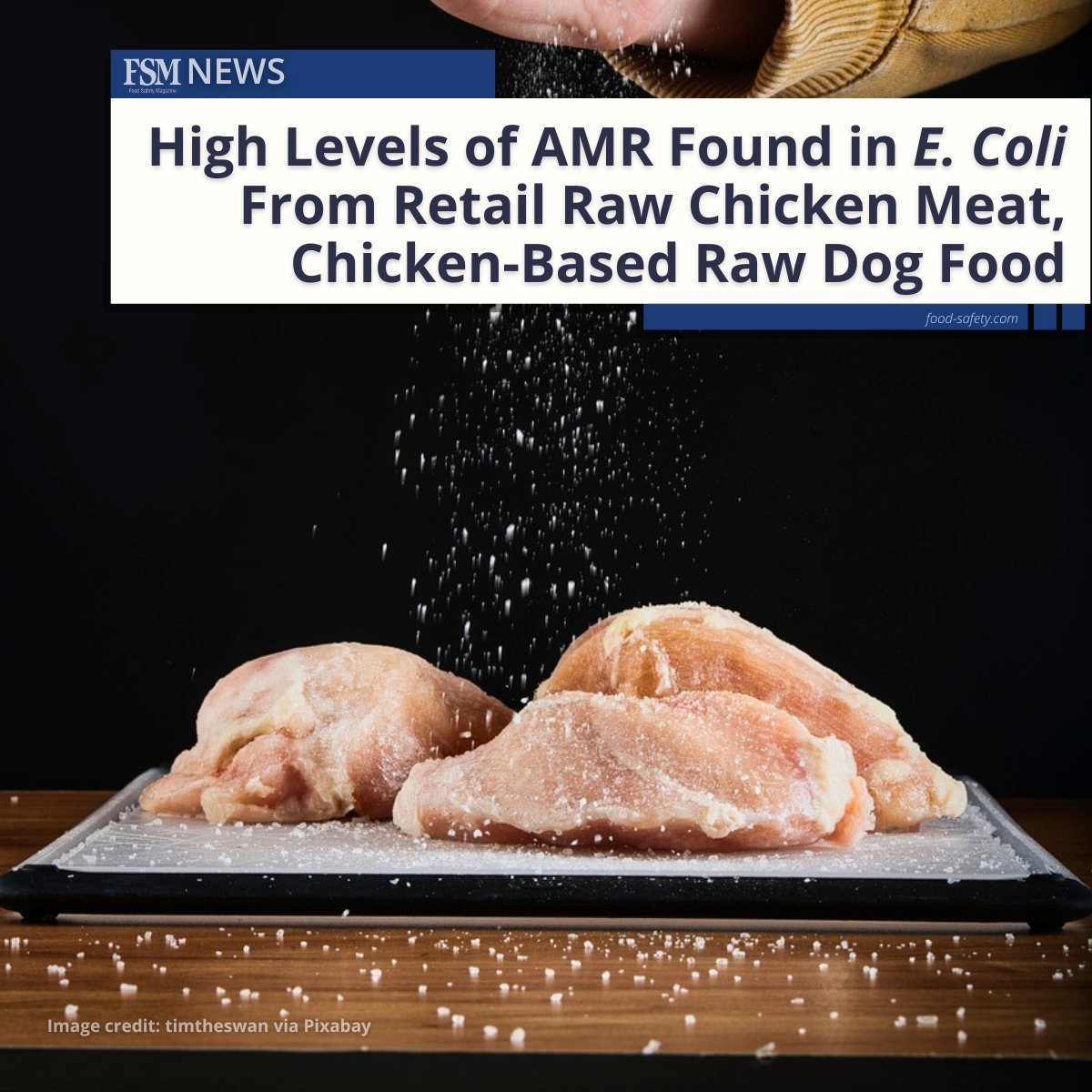 About half of retail raw chicken samples and chicken-based raw dog food samples contained E. coli that was resistant to critically important antibiotics, in a recent study. 💊🍗👉 brnw.ch/21wJCal

#foodsafety #foodindustry #antimicrobialresistance #AMR #Ecoli