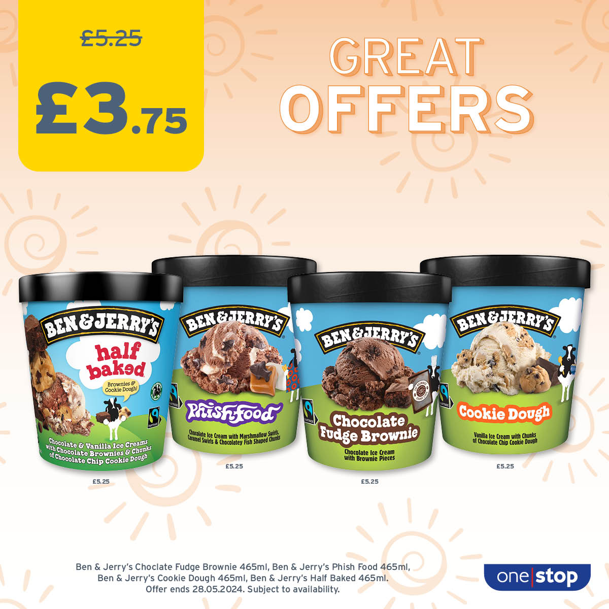 Melt away the summer heat one scoop at a time with Ben and Jerry's ice cream tubs 😋 Find your local store 👉 onestop.co.uk/store-finder/ Subject to availability. Participating stores only. #SummerVibes #IceCreamDay