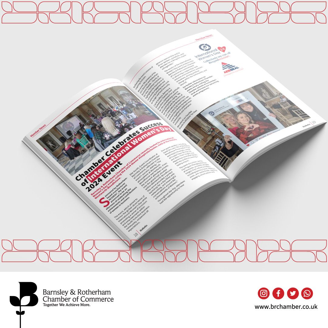 The Bulletin Issue 50 (April 2024) 👉 buff.ly/3JNBVsp 

Read the latest news from the Barnsley & Rotherham Chamber network! Including:

Chamber Celebrates Success of International Women’s Day 2024 Event 

#brchamber #Barnsley #Rotherham #Business #TogetherWeAchieveMore