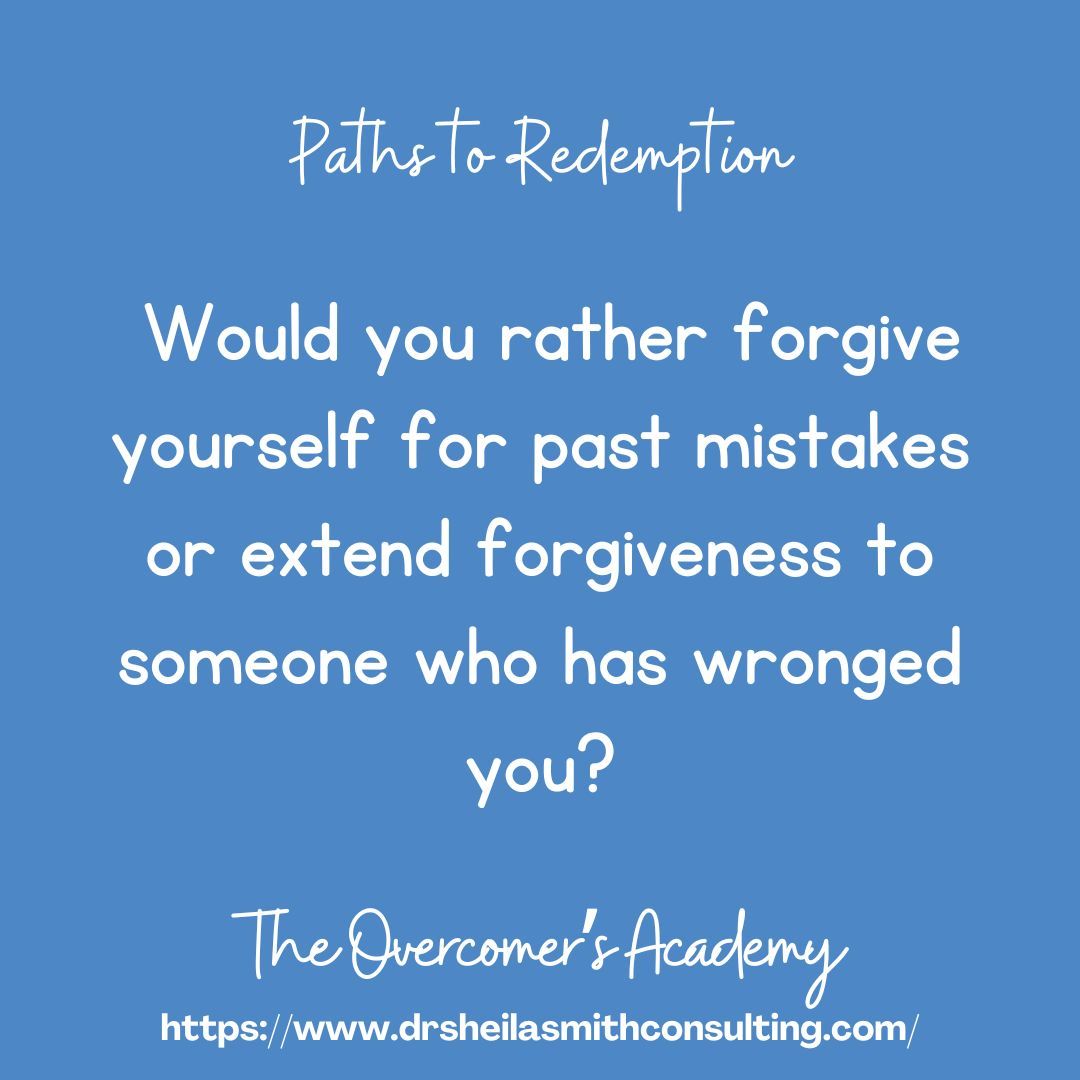 𝐏𝐚𝐭𝐡𝐬 𝐭𝐨 𝐑𝐞𝐝𝐞𝐦𝐩𝐭𝐢𝐨𝐧 

Every choice brings us closer to redemption. Today, would you rather forgive yourself for past mistakes or extend forgiveness to someone who has wronged you?

#TheOvercomersAcademy #Grandmasinbusiness #RedemptionChoices 🌿