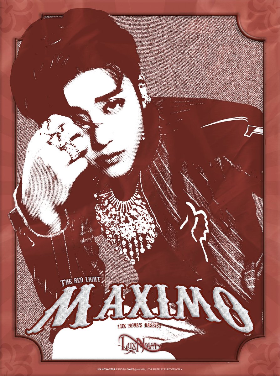 LUXNVA's tweet image. ‌ㅤ

    🂱 LUX NOVA ON EᑕᒪIᑭᔕE 🎠 ٠ ࣪⭑

ㅤ The 𝑷𝒓𝒐𝒇𝒐𝒖𝒏𝒅 𝘽𝘼𝙎𝙎𝙄𝙎𝙏,
ㅤ MAXIMO 🎪🎡

    #LUXNOVA #MAXIMO
    #TheSummerEclipse #RPWEclipse2024
    #EverytimeIsSummerTime

ㅤ