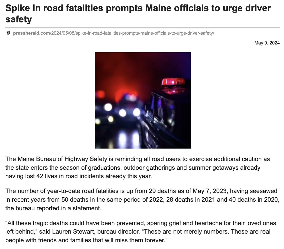The Press Herald in a nutshell. They'll cover a gov't press release about traffic fatalities, but they won't cover an actual traffic fatality because the man at fault is an illegal alien.