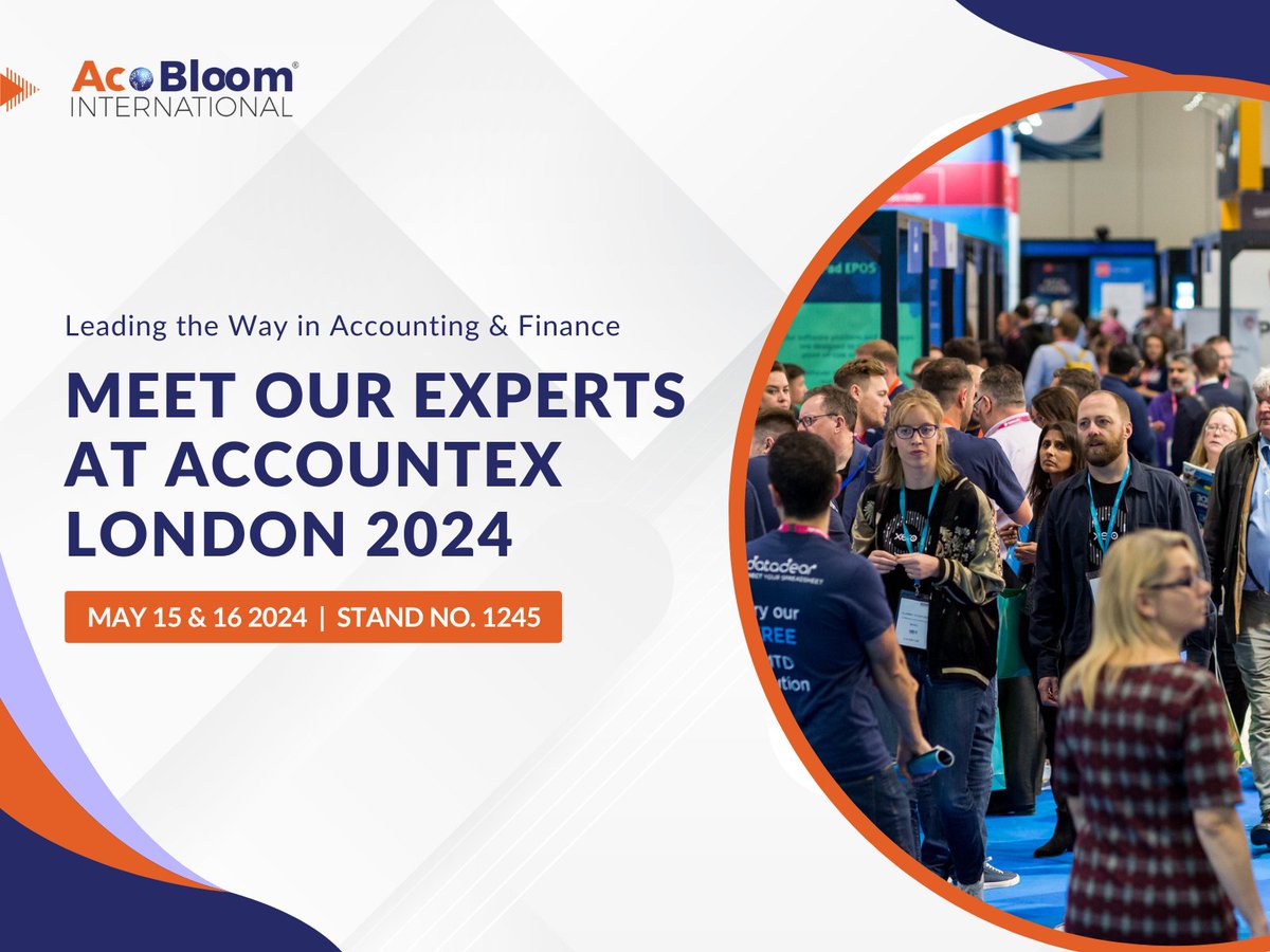 acobloom's tweet image. Join AcoBloom at Accountex London 2024!

Visit us at Stand No. 1245 to explore how we&apos;re transforming financial management. Experience innovative solutions that enhance your efficiency &amp;amp; profitability. 🚀🚀 Don’t miss out!

 #AcoBloom #Accountex #AccountexLondon2024