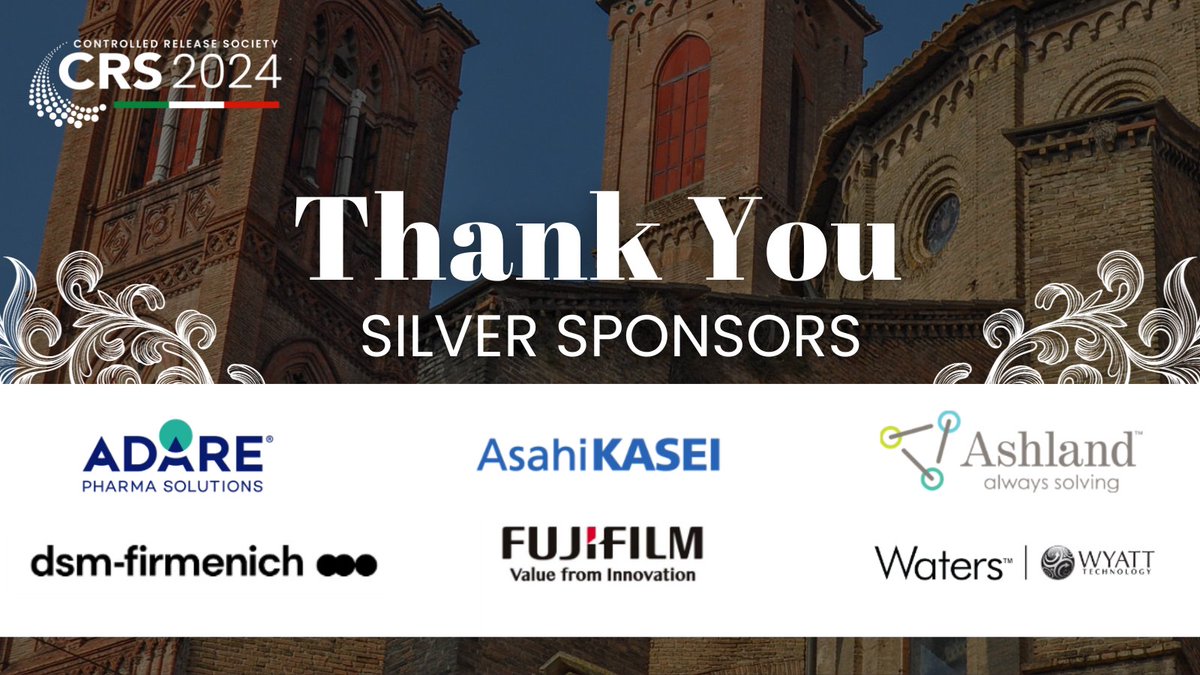 Thank You Silver Sponsors! Register now: 👉ow.ly/F5UY50RxnjB CRS would like recognize and say thank you to our silver sponsors for #CRS2024. Thank you for supporting the CRS 2024 Annual Meeting and Exposition! #controlledreleasesociety #crs #deliveryscience #pharma