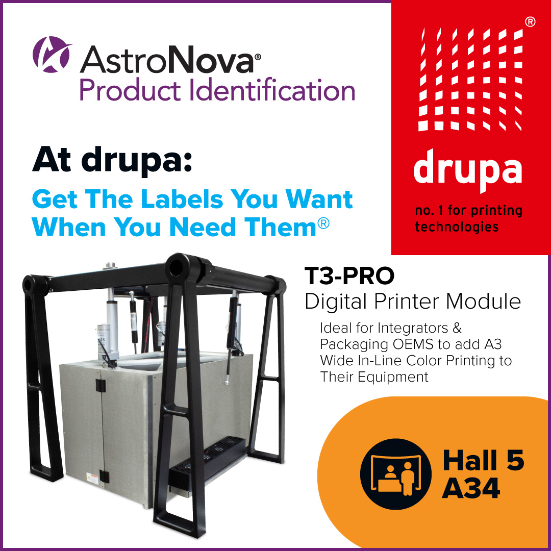 Introducing the T3-PRO Digital Printer Module — ideal for integrators & packaging OEMs! Print Speeds up to 30'/sec. Vibrant Color Output at 1600x1600 dpi. Print on various materials. Full Design & Application Support. Discover the details at #Drupa2024 Hall 5, booth A34 #labels