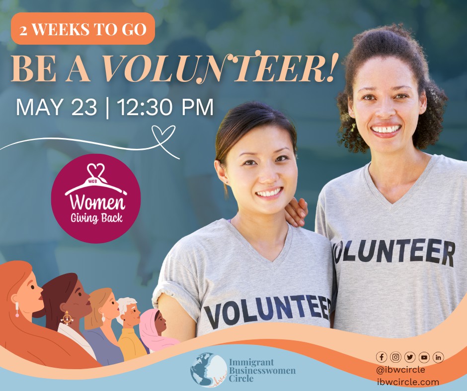 IBWC Service Opportunity at Women Giving Back is coming up in two weeks. Join us on May 23 at 12:30 pm for a day of giving back. For item donations, please go to our website.
Sign up here: ibwcircle.com/event/ibwc-hap…

#ImmigrantBusinessWomenCircle #IBWC #IBWCVolunteeringOpportunities