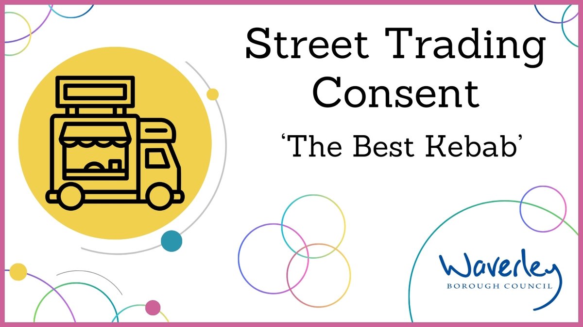 Waverley Borough Council is currently in receipt of an application for a Street Trading Consent from The Best Kebab, operating at The Burys, Godalming, GU7 1HR, Monday to Sunday, 17:30 to 02:00. Details 👉 orlo.uk/r6fF5 Representations must be made by 31 May 2024.