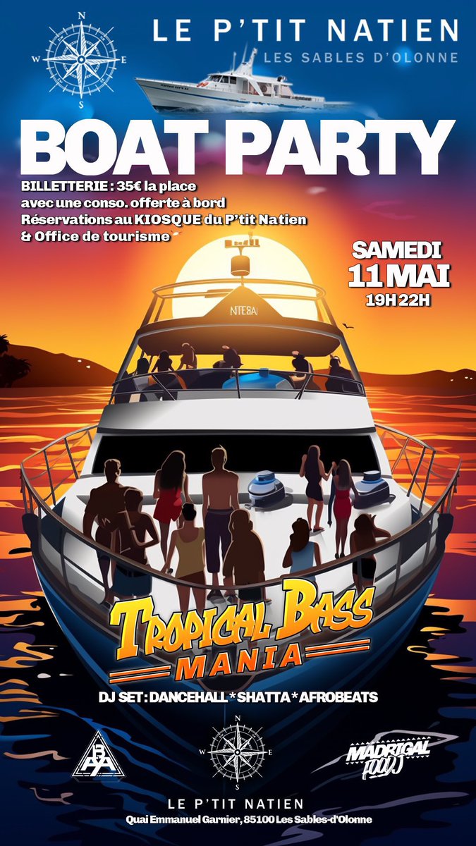 #boatparty samedi 11 mai 2024 sur Le Petit Natien 🔽 #vendee