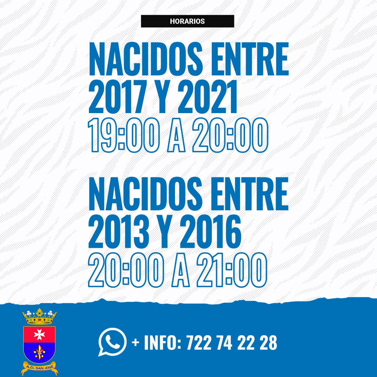📢 ¡JORNADAS DE CAPTACIÓN! 📢
¿Quieres que tu hijo forme parte de un equipo de fútbol dedicado, donde pueda desarrollar su talento y pasión por el deporte? ¡Te invitamos a las jornadas de captación de <a href="/ADSJoseCantera/">A.D. San José Cantera</a> ! 🏃‍♂️🤾‍♀️⚽ +INFO: i.mtr.cool/xmzbshosna
