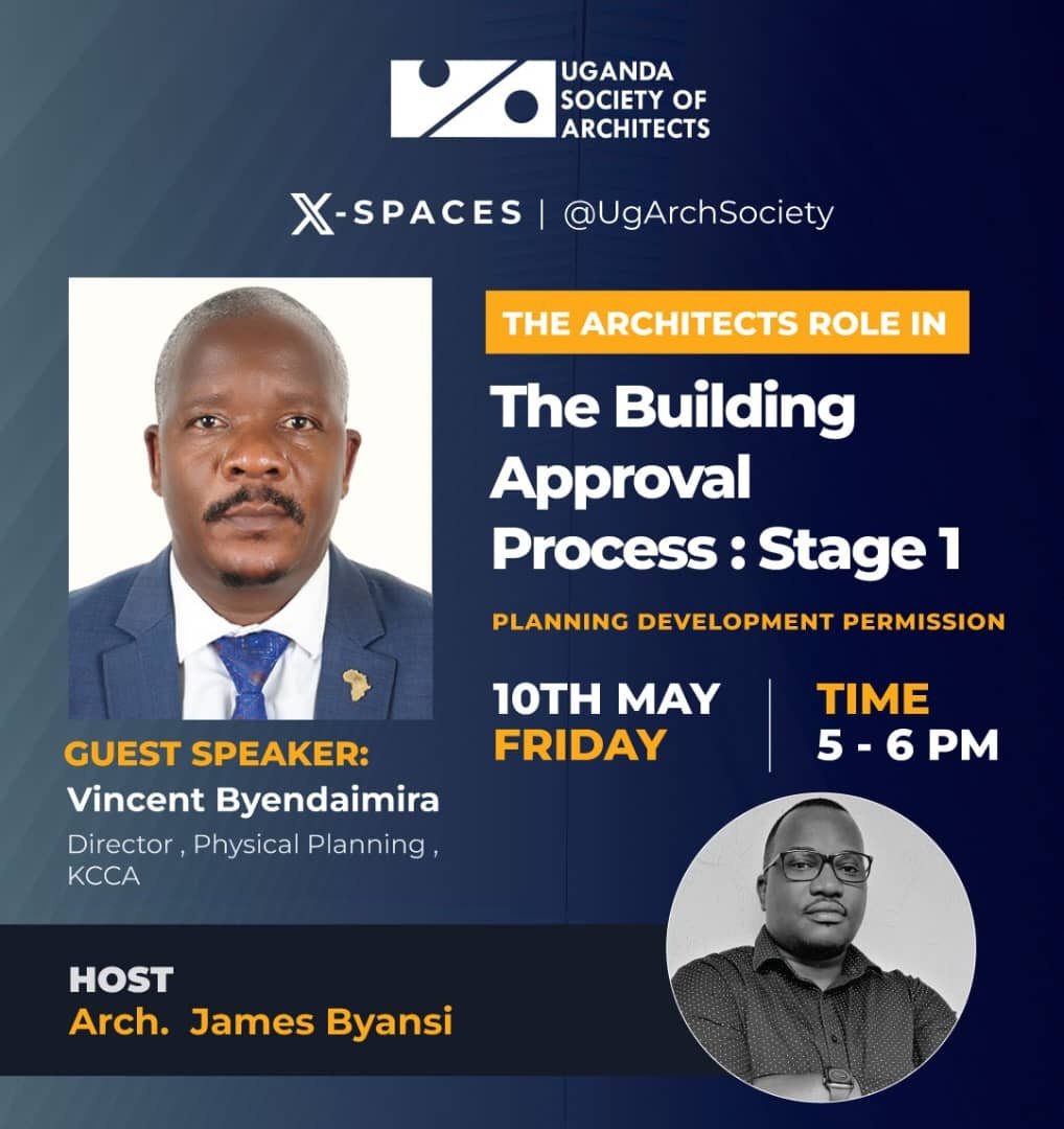 Join us as we delve into🟢The role of Architects at the 1st stage of approval during construction. Guest speaker🎙️Vincent Byendaimira Director of Physical Planning at @KCCAUG 🗓️10th May ⏰5-6pm Link🔗bit.ly/4dvqQKq Hosted by @jmowizy #UgArchSociety