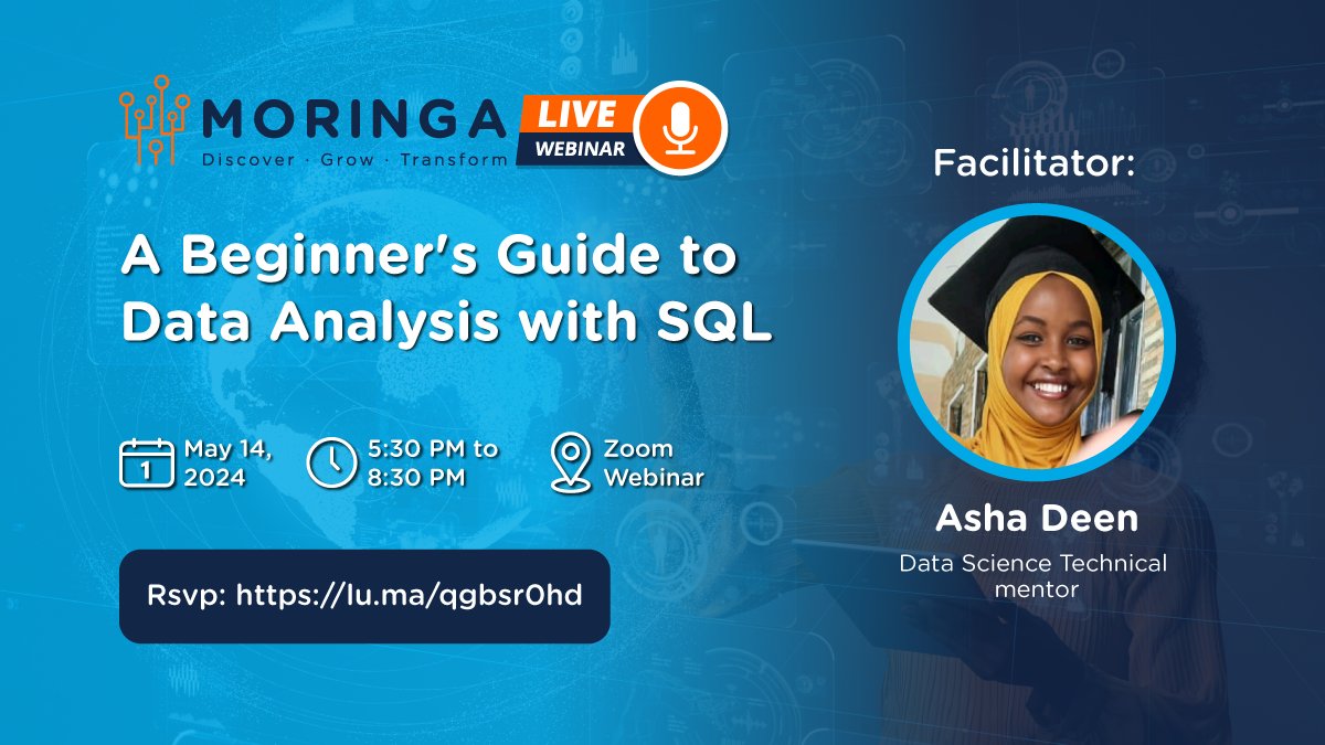 Are you ready to Elevate Your Data Skills? Join our exclusive webinar 'A Beginner's Guide to Data Analysis with SQL' facilitated by Asha Deen. Whether you're a techie, aspiring data scientist, or eager student, SQL is essential in your toolkit! RSVP: lu.ma/qgbsr0hd