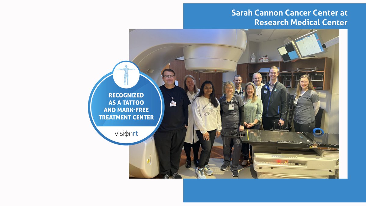 Sarah Cannon Cancer Center at Research Medical Center is now tattoo and mark-free! The department has implemented AlignRT to eliminate the need for radiotherapy tattoos, all while ensuring precise patient setup and monitoring: ow.ly/geQm50RA9iA