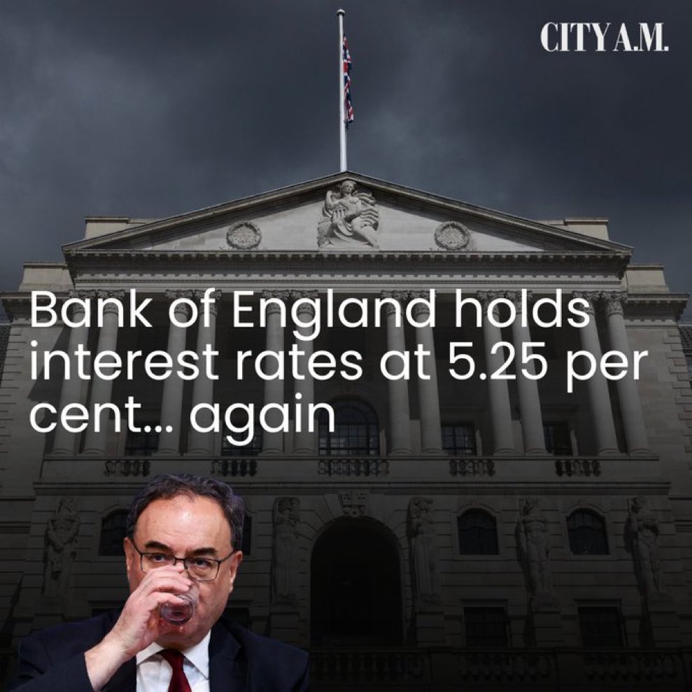 Bank of England holds interest rates at 5.25% It's so hard for everyone other than the super rich right now #GeneralElectionN0W