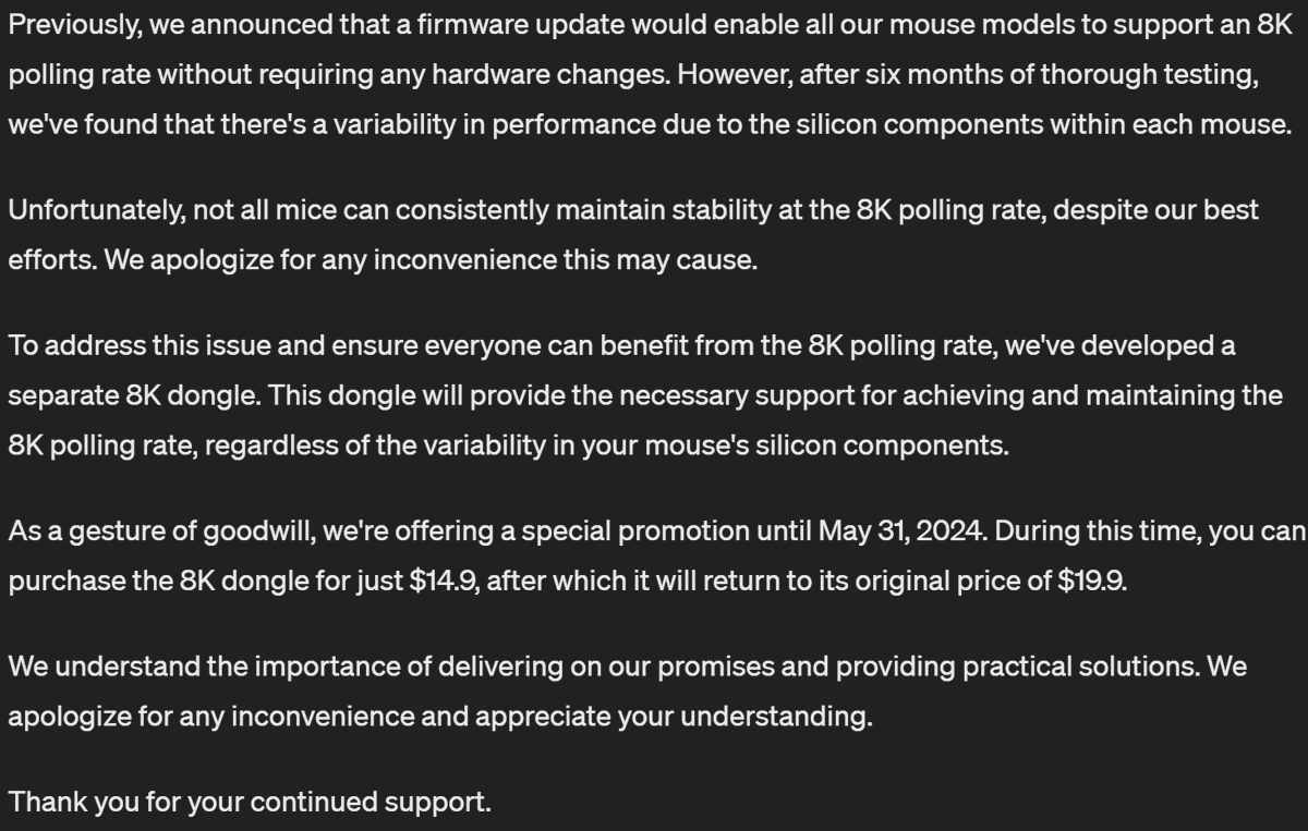 g_wolves's tweet photo. update regarding the 8K polling rate for our mice（ limited to hts plus only at this point)🙏🩷
https://t.co/MDgXLKWtg7 https://t.co/2BQ6esxKUP
