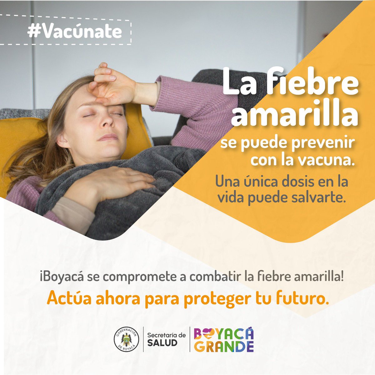 #Atención 📣|@SecSaludBoyaca promueve la vacunación contra la #FiebreAmarilla en dos municipios del departamento.

Es una enfermedad trasmitida por la picadura de un mosquito infectado que puede causar fiebre, dolor de cabeza, náuseas, trastornos renales, hepáticos y cardíacos.👇🏻