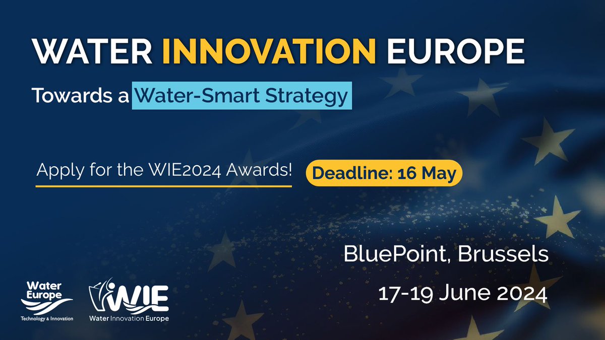 ⏰ LAST DAYS to apply for the #WIE2024 Awards!⏰ 📍If you are developing a novel water-focused strategy, solutions, or technology, send us your application for one of 5 Award categories. ⏰ Hurry up! The deadline is 16 May! 🔗 Info & Applications at buff.ly/3QslIwS