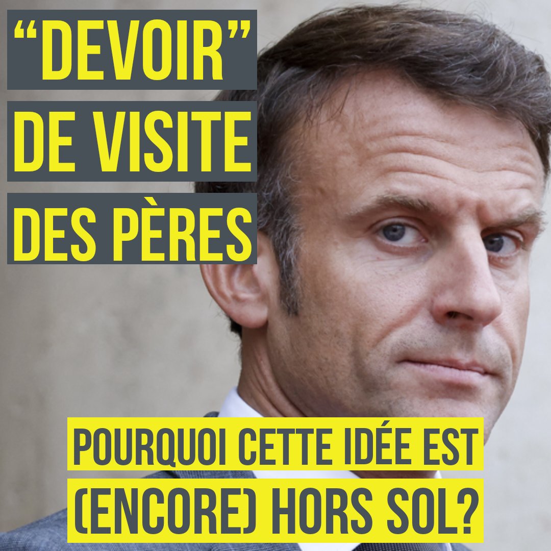 Devoir de visite des pères, encore une idée hors sol de Macron. Dans une interview accordée au magazine Elle, Macron réalise un nouvel exploit en deux minutes chrono: - Forcer des pères mais surtout des enfants et des femmes à interagir sans considérer la violence du…